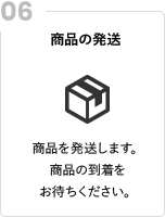 商品の発送 商品を発送します。商品の到着をお待ちください。