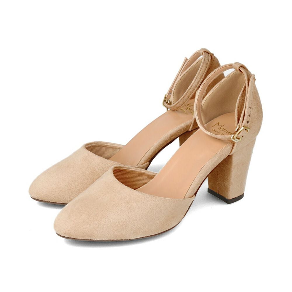 menue（メヌエ） アンクルストラップ付 ポインテッドトゥ 7.5cmヒールパンプス