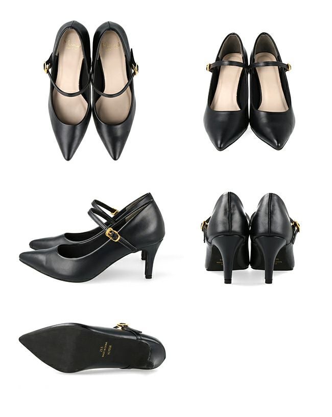 menue（メヌエ） イイ女ポインテッド ストラップ7cmヒールパンプス