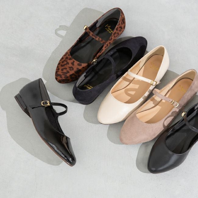 menue (メヌエ) 3素材 ストラップ ローヒール パンプス 送料無料