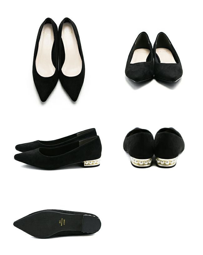 menue（メヌエ） ヒールコンシャス パールモチーフ ポインテッドトゥ パンプス