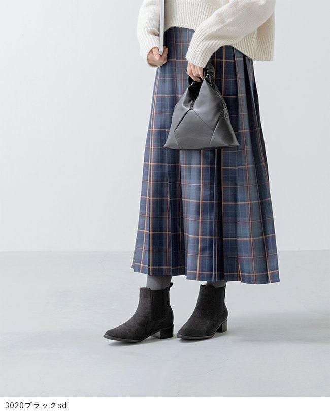 menue（メヌエ） ポインテッドトゥ ローヒール サイドゴア ブーツ