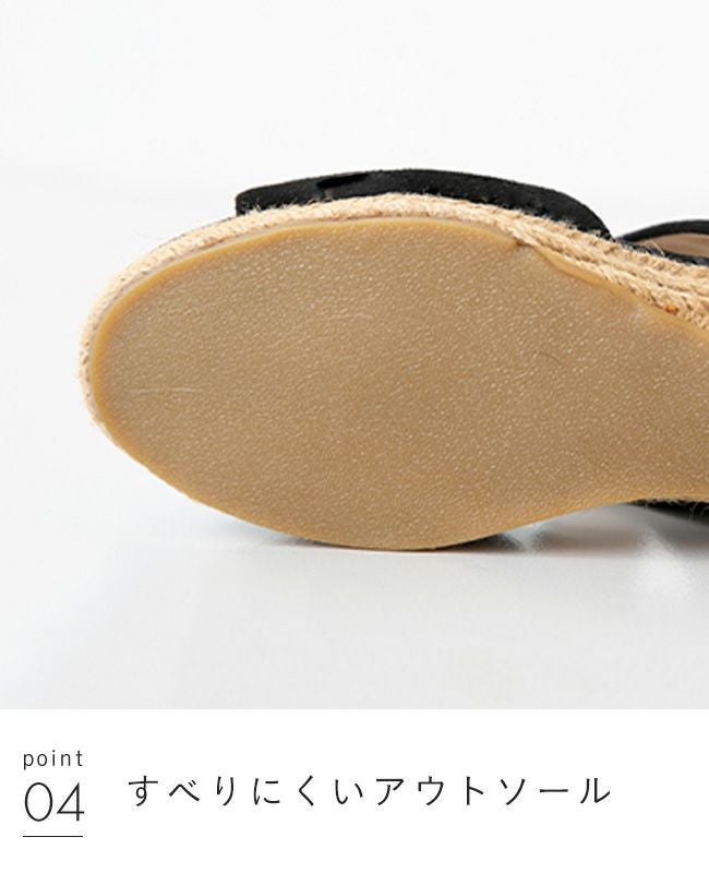 menue（メヌエ） ゴムストラップ 7cmヒール ジュートサンダル