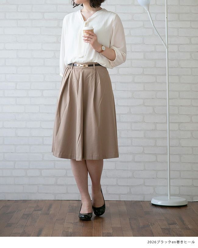 選べる3タイプの5cmヒール ウェッジ＆太ヒール ラウンドトゥ パンプス