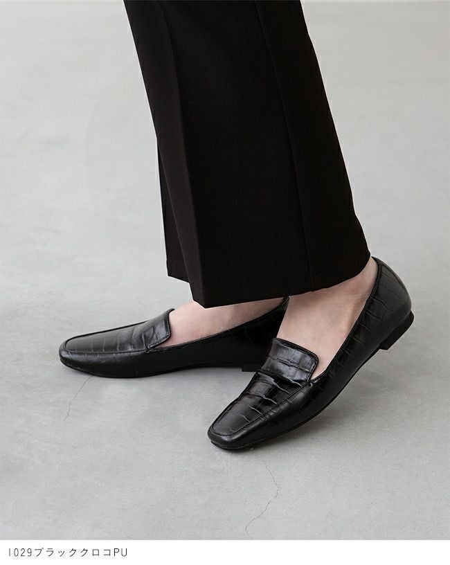 menue（メヌエ） スクエアトゥフラットローファー 送料無料 | welleg