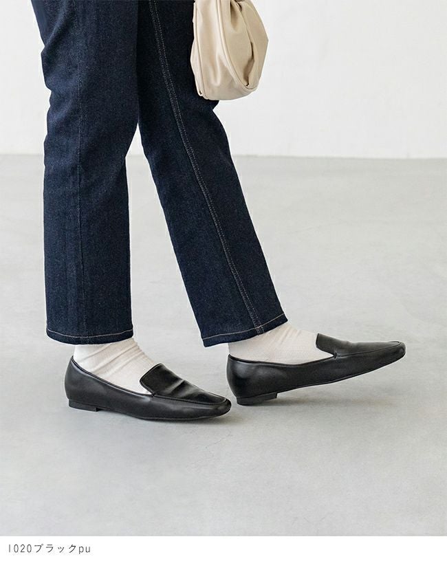 menue（メヌエ） スクエアトゥフラットローファー 送料無料 | welleg