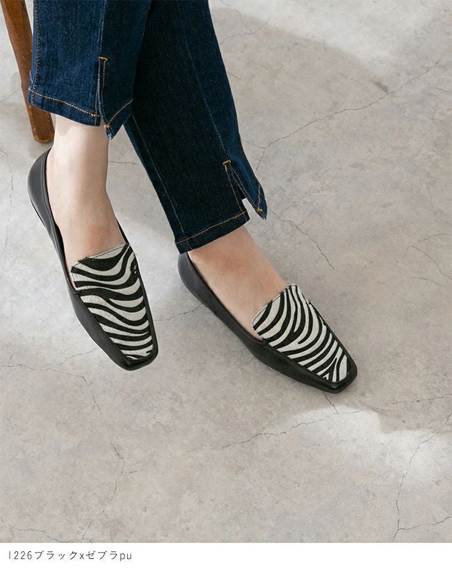 menue（メヌエ） スクエアトゥフラットローファー 送料無料 | welleg