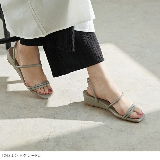 menue（メヌエ） スクエアトゥウェッジストラップサンダル