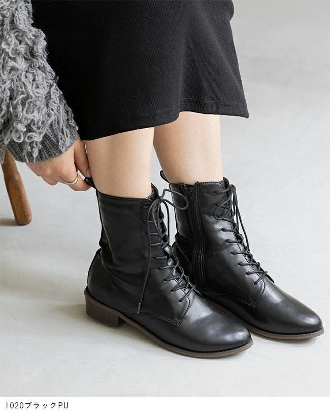 menue（メヌエ） レースアップ ミドルブーツ 送料無料 | welleg