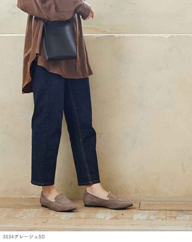 menue (メヌエ) ポインテッドトゥフェイクムートンローファー