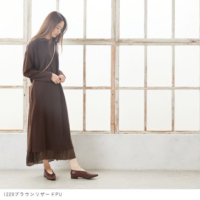 menue (メヌエ) ポインテッドトゥ 変形ローヒールパンプス