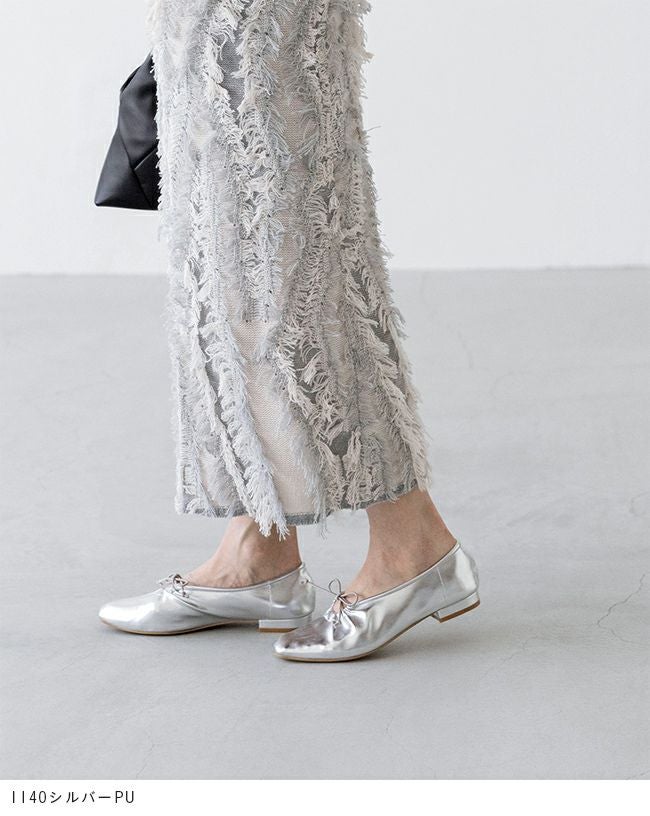 menue(メヌエ) リボンギャザーフラットシューズ