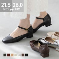 menue (メヌエ) スクエアトゥ ストラップ 変形ヒール パンプス