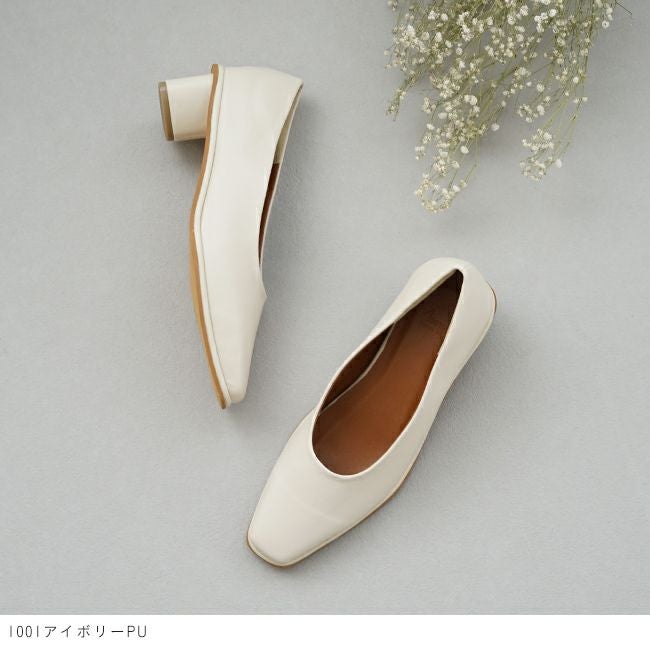 menue (メヌエ) スクエアトゥ 変形ヒール パンプス 送料無料 | welleg