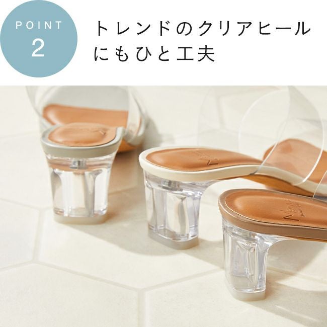 menue (メヌエ) スクエアトゥ PVC クリアヒール サンダル 送料無料 