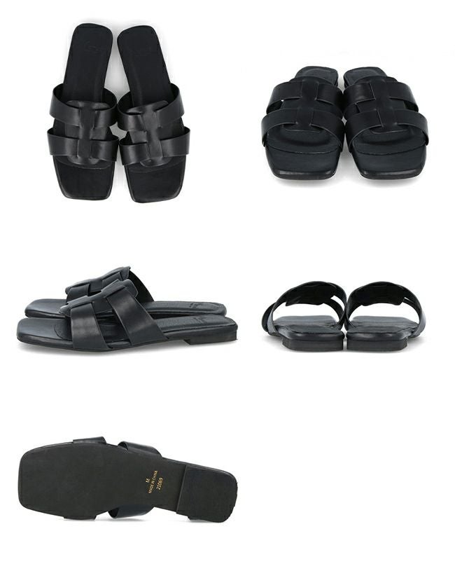 menue (メヌエ) 編み込みストラップ フラットヒール サンダル