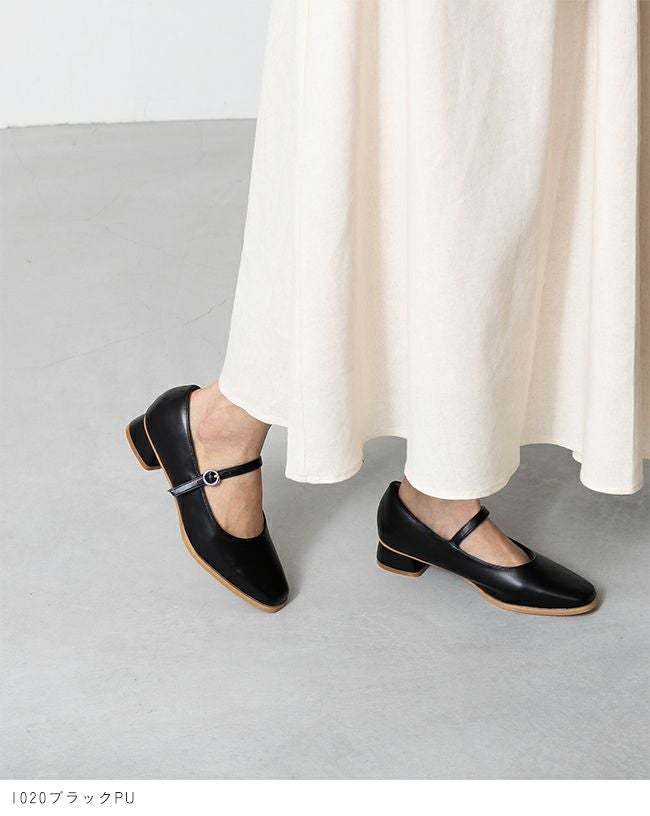 menue (メヌエ) スクエアトゥストラップパンプス 送料無料 | welleg