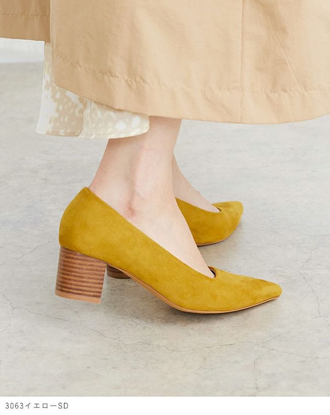 menue (メヌエ) ポインテッドトゥ チャンキーヒール パンプス 送料無料