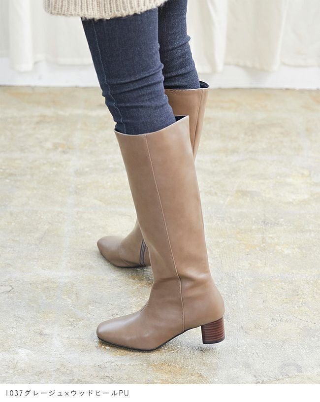 menue (メヌエ) シンプルスクエアトゥロングブーツ