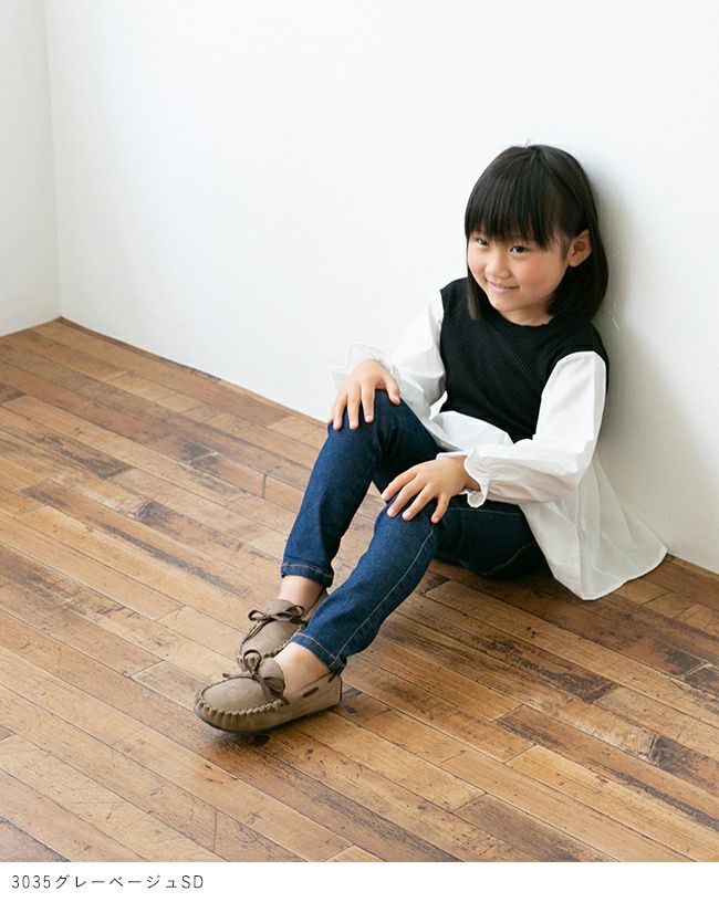 mooimooi (モーイモーイ) 撥水 キッズ リボンモカシン 送料無料