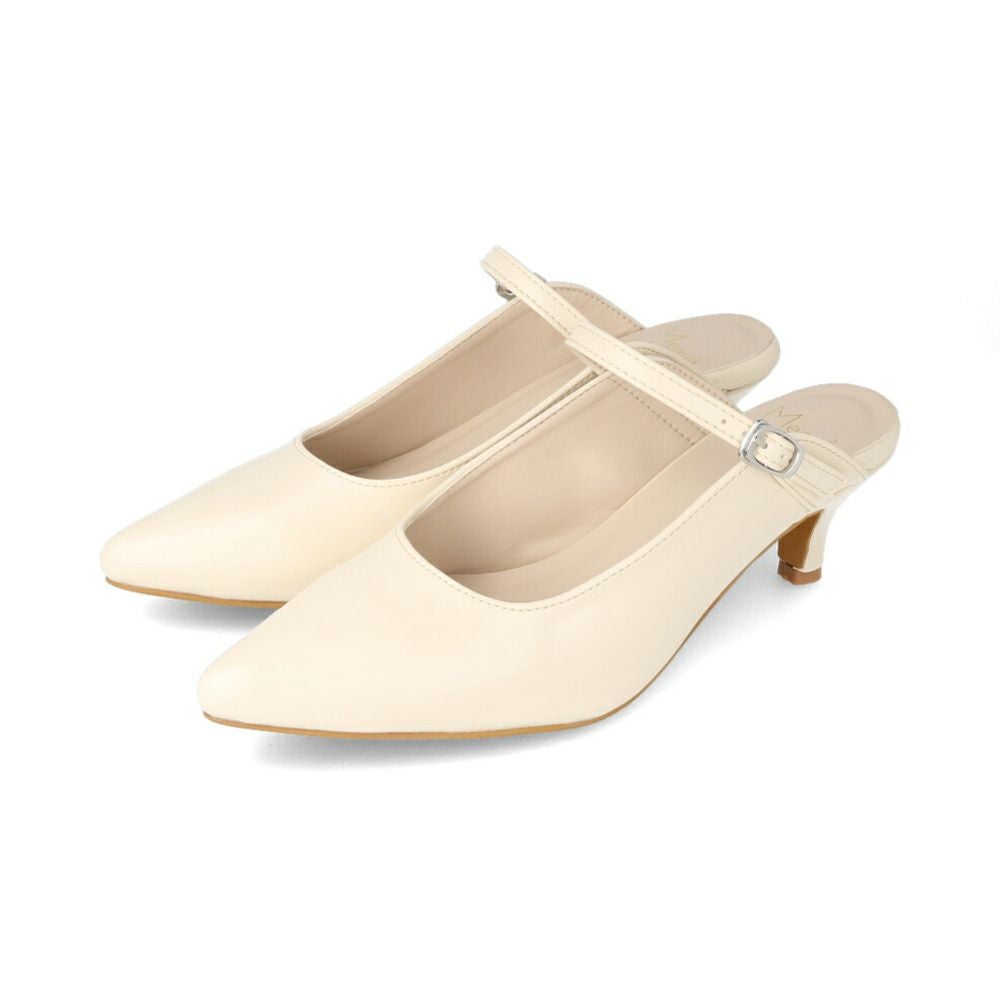 menue (メヌエ) 5cmヒール 甲ストラップ ミュール パンプス