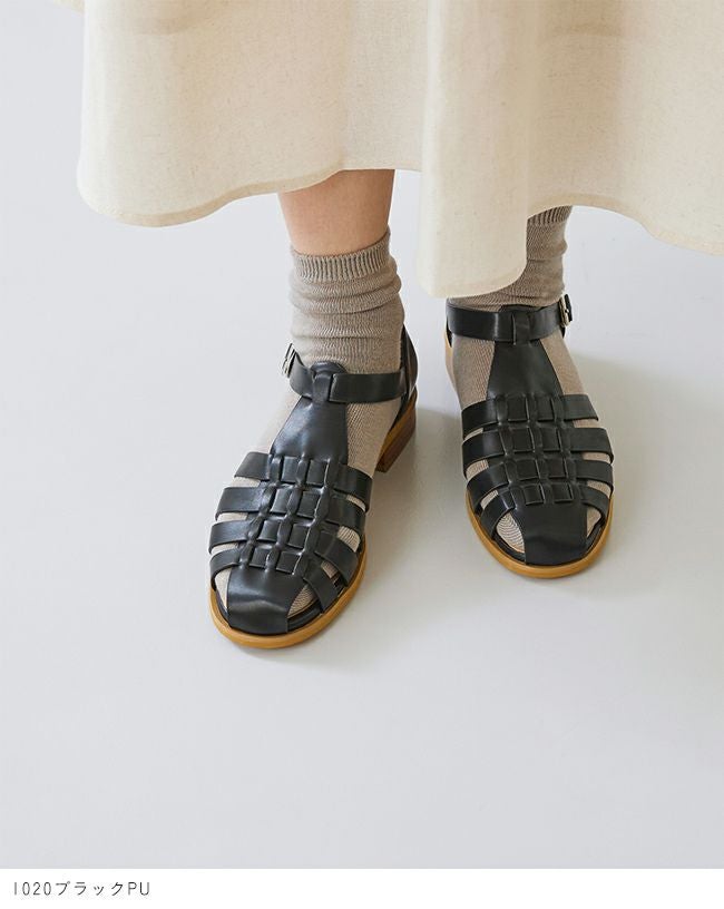 menue (メヌエ) スタックヒール グルカサンダル