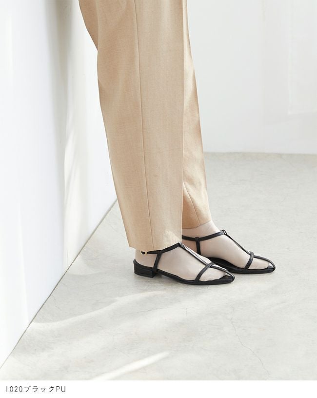 menue (メヌエ) ポインテッドトゥTストラップサンダル