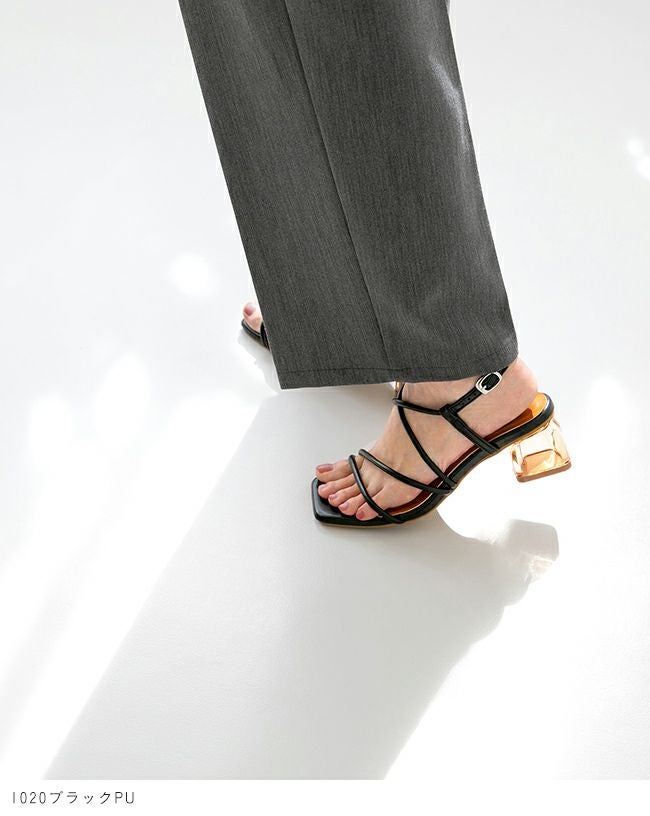 menue (メヌエ) クリアヒールストラップサンダル 送料無料 | welleg