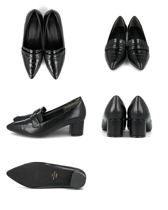 menue (メヌエ) ポインテッドトゥ 5cmヒールローファー