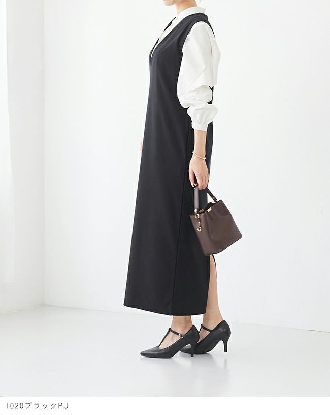 menue (メヌエ) ポインテッドトゥ Tストラップパンプス