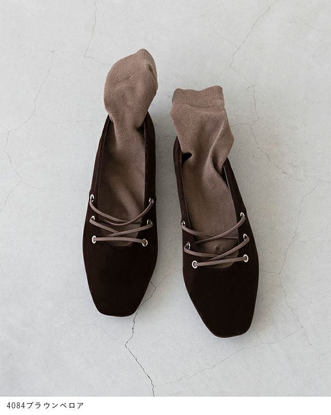 menue (メヌエ) レースアップ スクエアトゥ パンプス 送料無料