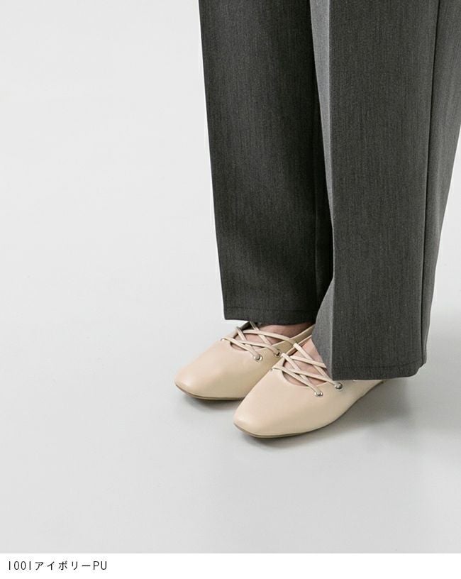 menue (メヌエ) レースアップ スクエアトゥ パンプス