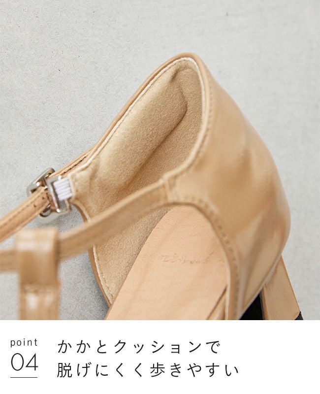 menue (メヌエ) Tストラップ 変形ヒール パンプス