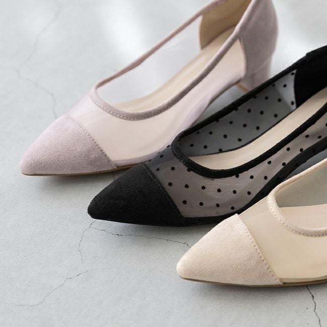 menue (メヌエ) ポインテッドトゥ シアーパンプス