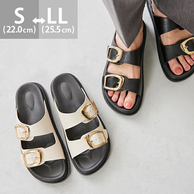 menue (メヌエ) ゴールドバックル フラットサンダル 送料無料 | welleg