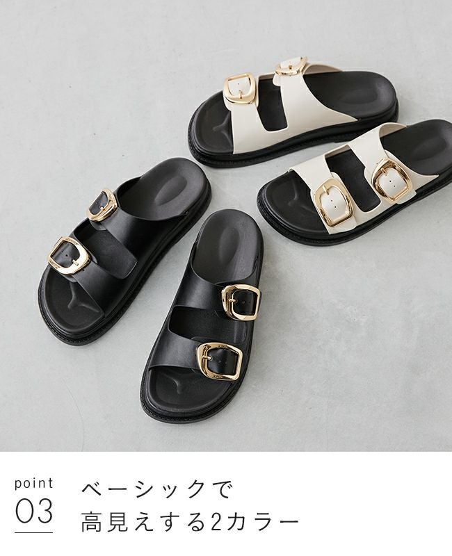 menue (メヌエ) ゴールドバックル フラットサンダル 送料無料 | welleg