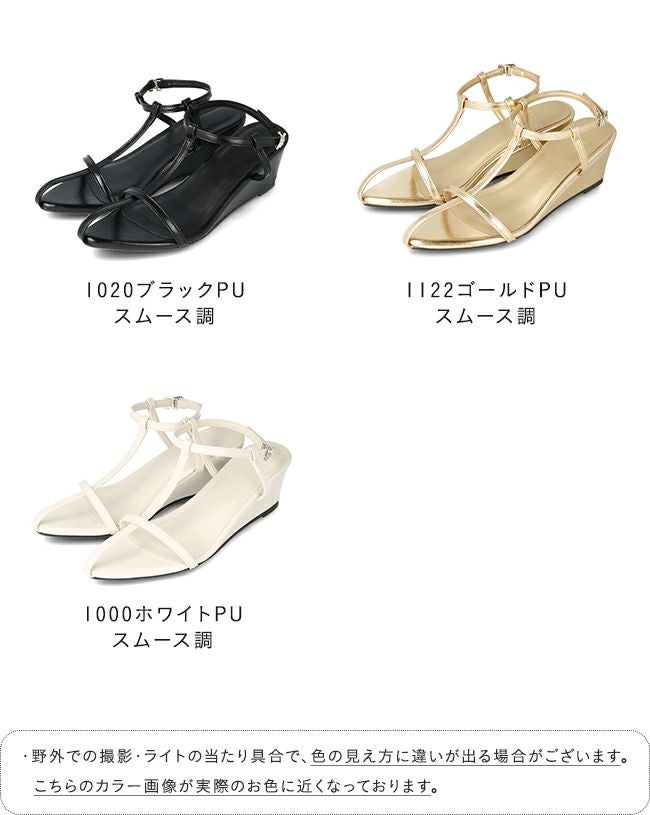 menue (メヌエ) Tストラップ ウェッジヒール サンダル 送料無料