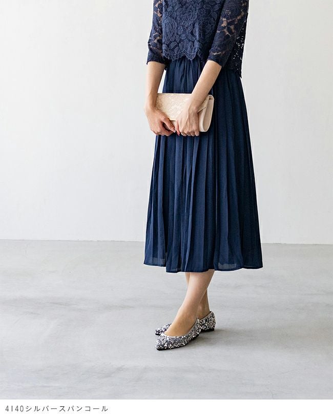 menue (メヌエ) ポインテッドトゥ スパンコールパンプス