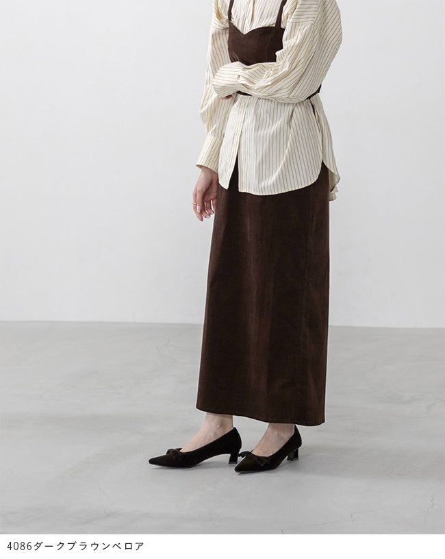 menue (メヌエ) リボンモチーフ ポインテッドトゥ ヒールパンプス