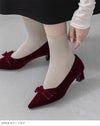 menue (メヌエ) リボンモチーフ ポインテッドトゥ ヒールパンプス