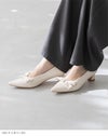menue (メヌエ) リボンモチーフ ポインテッドトゥ ヒールパンプス