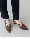 menue (メヌエ) クロスストラップ ポインテッドトゥ ヒールパンプス