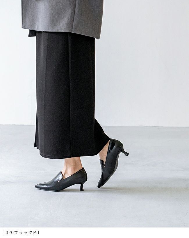 ポインテッドトゥ メタルデザイン ヒールローファー 送料無料 | welleg