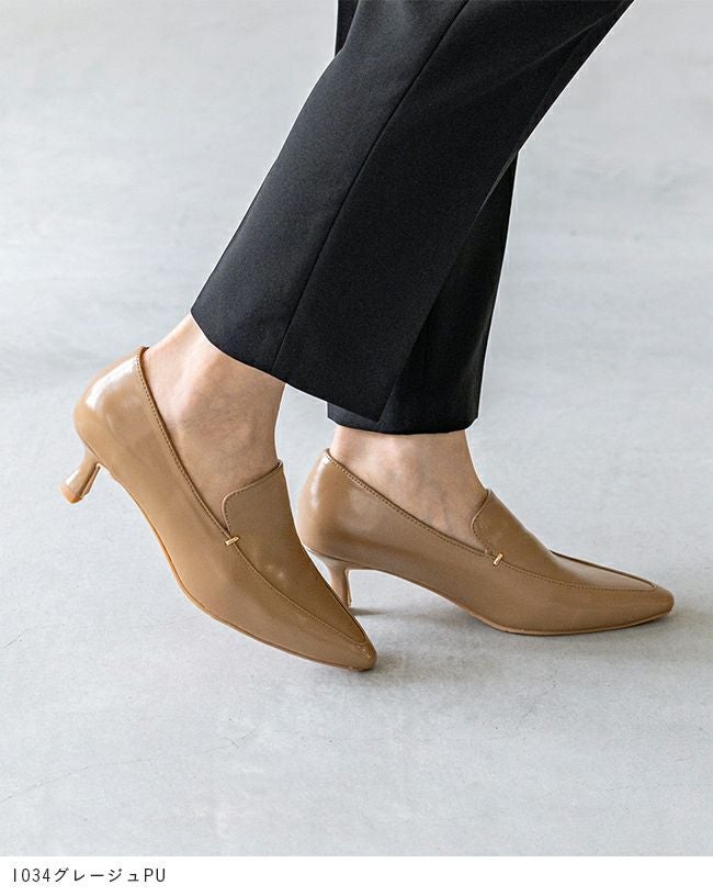 ポインテッドトゥ メタルデザイン ヒールローファー 送料無料 | welleg