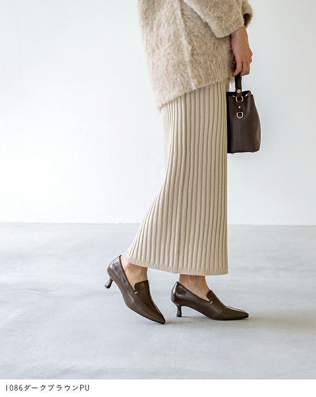 ポインテッドトゥ メタルデザイン ヒールローファー 送料無料 | welleg