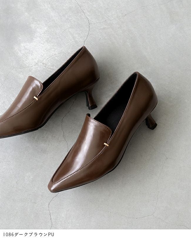 ポインテッドトゥ メタルデザイン ヒールローファー 送料無料 | welleg