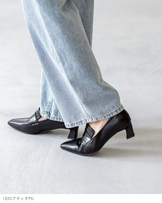 menue (メヌエ) ポインテッドトゥ ヒール ローファー 送料無料