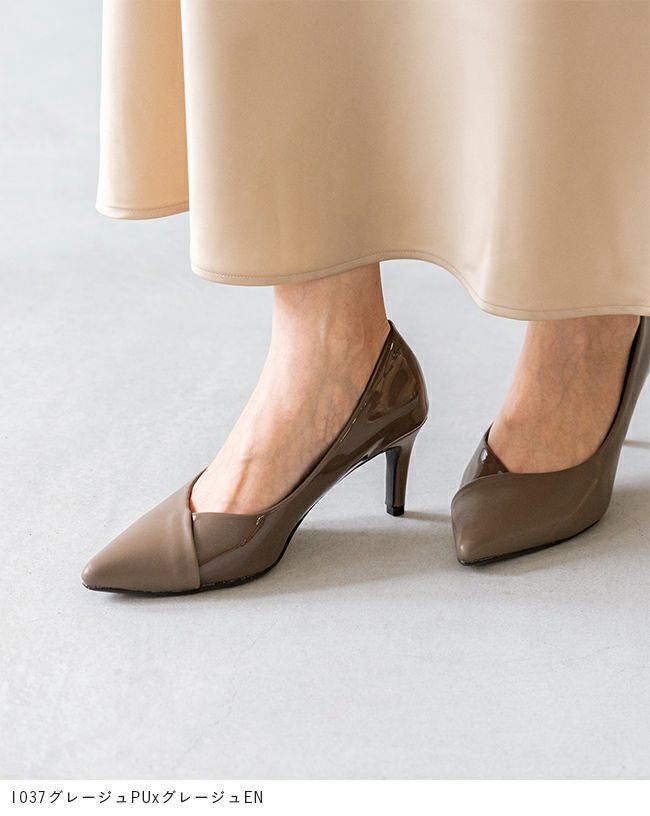 バイカラー ポインテッドトゥ 7cmヒール パンプス 送料無料 | welleg