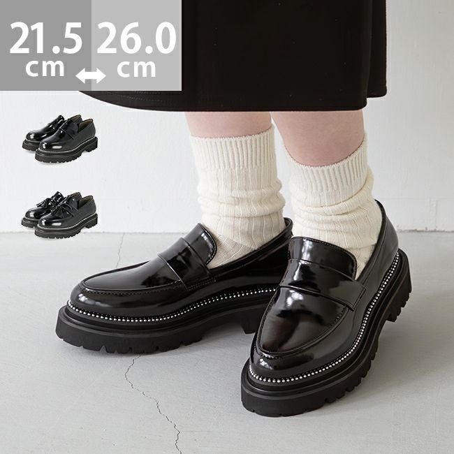 menue (メヌエ) スタッズ トラックソール 厚底ローファー 送料無料