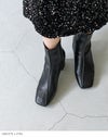menue (メヌエ) 斜め切替デザイン スクエアトゥ 6cmヒール ショートブーツ